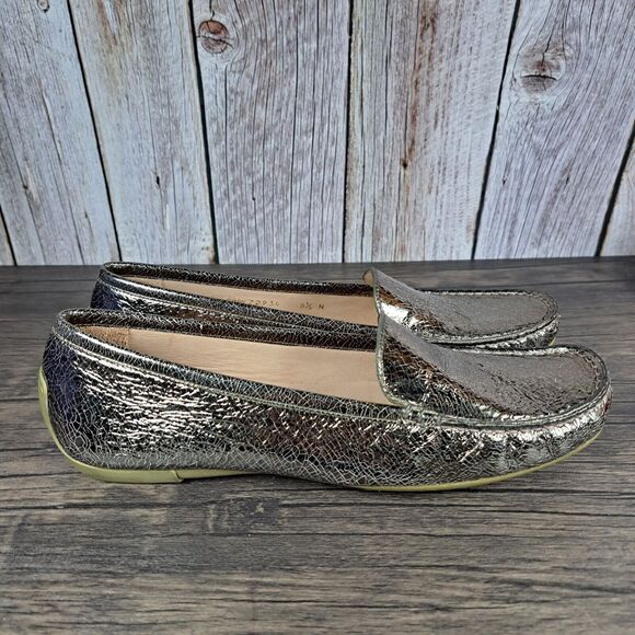 Stuart Weitzman Mach 1 Moc Toe Loafer Women's Sz 8.5 N Narrow Pewter (Worn Once) - Picture 3 of 9